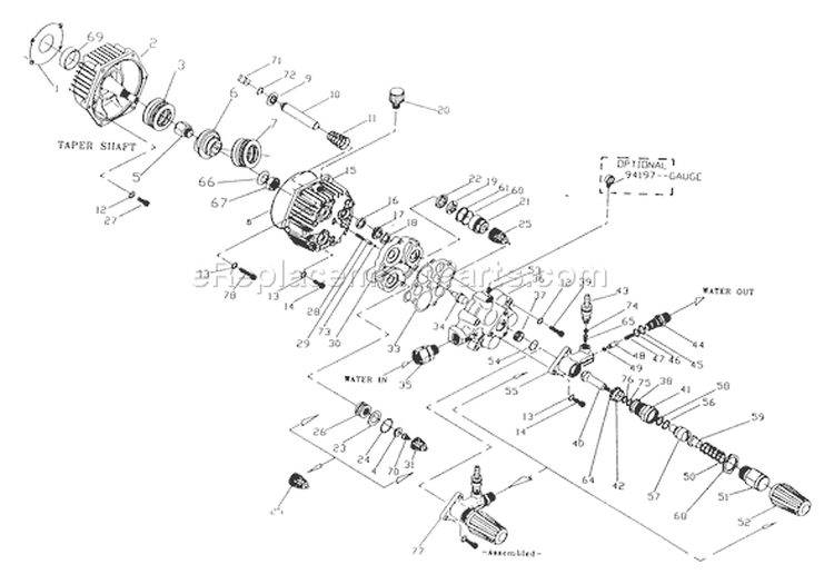 Page D Diagram and Parts List for 0504-1  Briggs and Stratton Pressure Washer